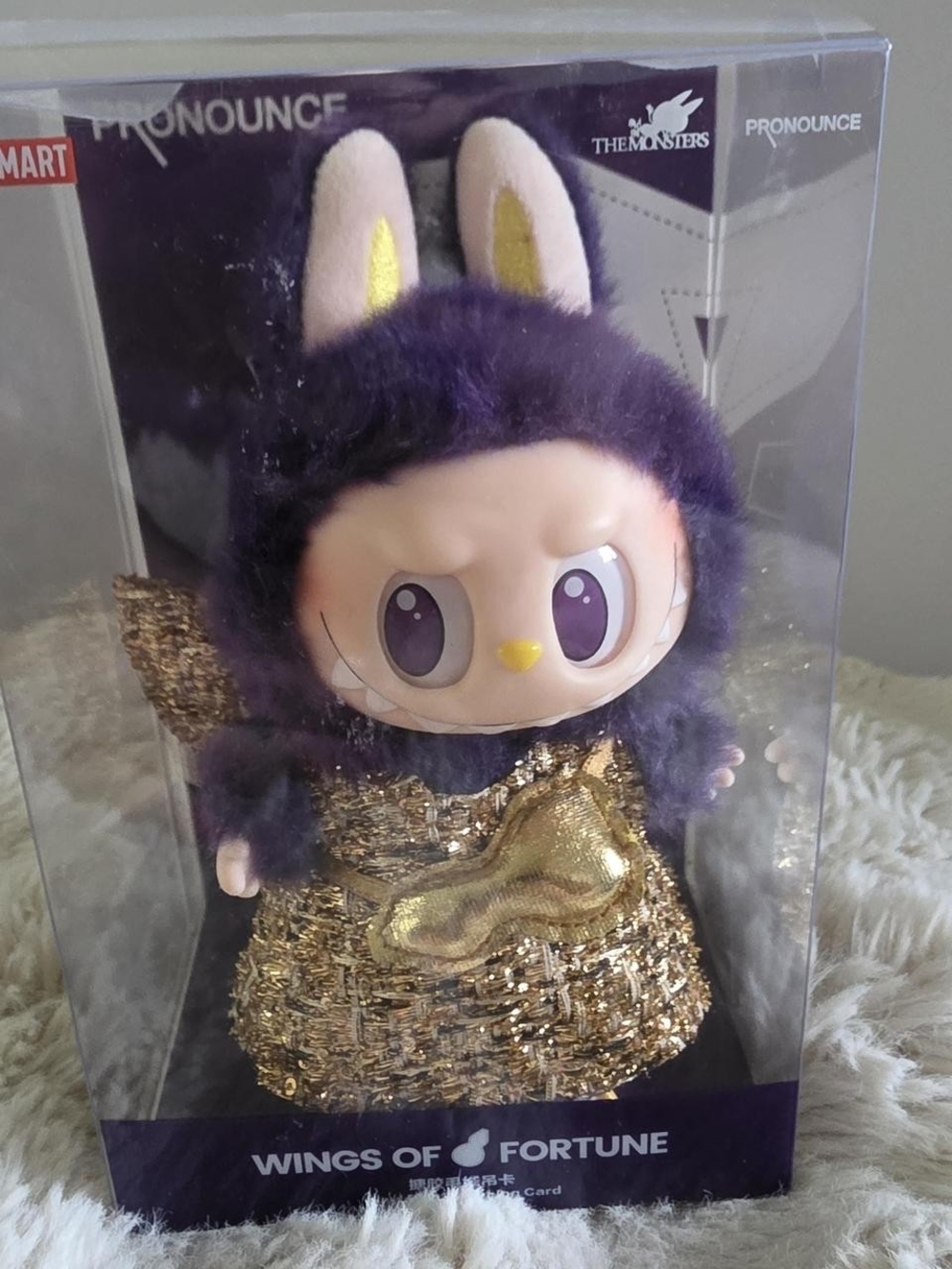 Wings of Fortune LABUBU Purple Plush Figure with Gold Outfit